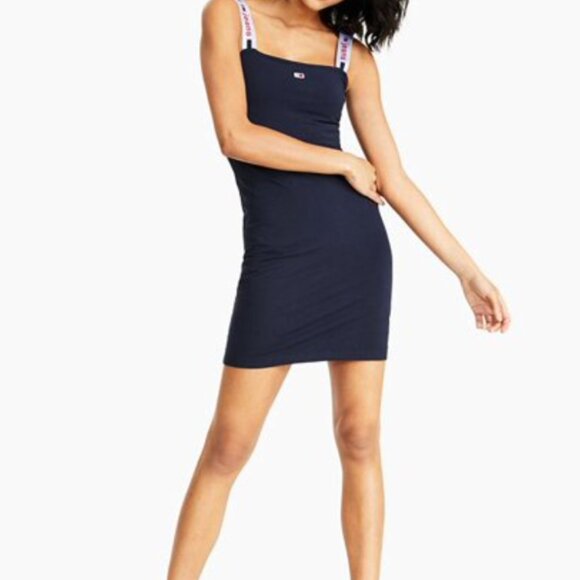 Tommy Hilfiger Sporty Logo Strap Bodycon Dress - Picture 1 of 4